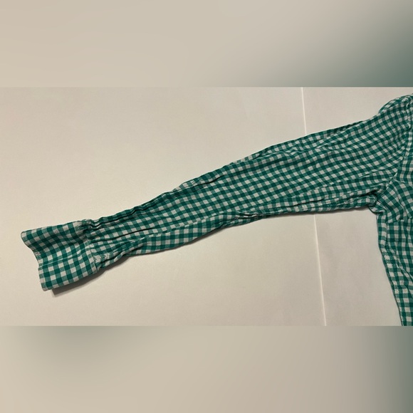 Gap Women’s The Shrunken Boyfriend Gingham Green And White Medium Long Sleeve - Picture 9 of 16